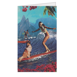 Carte postale dépliante Bikini - Surfing with Lassie