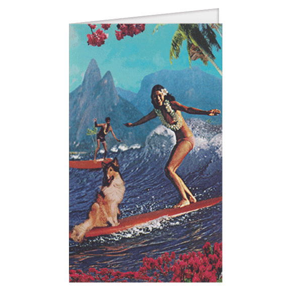 Carte postale dépliante Bikini - Surfing with Lassie