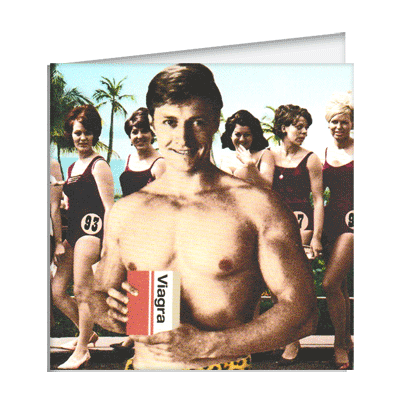 Carte postale dépliante Bikini - Monsieur « Pilules Bleues »