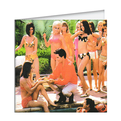 Carte postale dépliante Bikini - Elvis et les filles