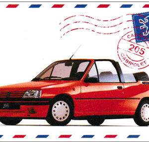 Carte postale - Peugeot 205 Cabriolet - 10 x 15 cm