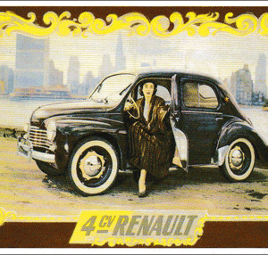 Carte postale - Renault 4 CV - Femme à la fourrure - 10 x 15 cm