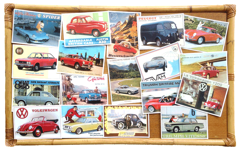 Lot de 18 cartes postales RÉCLAMES AUTOMOBILES RÉTROS 50-70 - 10 x 15 cm – Image 2