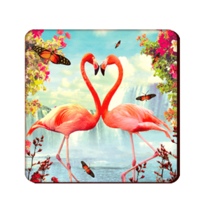 Sous-bock Bikini 34 - Couple de flamants roses