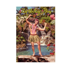 Carte postale Bikini 017 - Hula boy ""Birthday Boy""