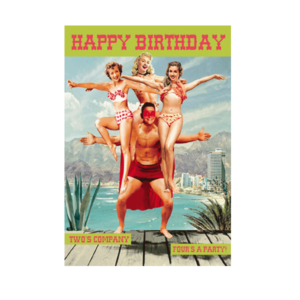 Carte postale Bikini 045 - Happy Birthday « Two' s a company four's a party »