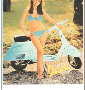 Carte postale 10 x 15 - Réclame Vespa Bikini bleu