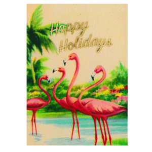Carte postale 10 x 15 Kitsch Kitchen – Flamants – Happy holidays