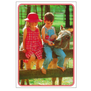 Carte postale 10 x 15 Kitsch Kitchen - Niños y caballo