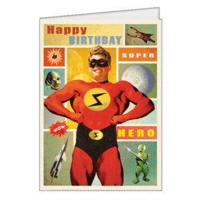 Carte postale dépliante Last Gasp n°01 - Happy Birthday - Super Hero