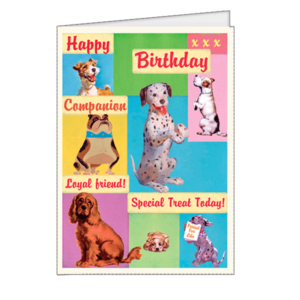 Carte postale dépliante Last Gasp n°07 - Happy Birthday companion - Loyal friend - Special treat today