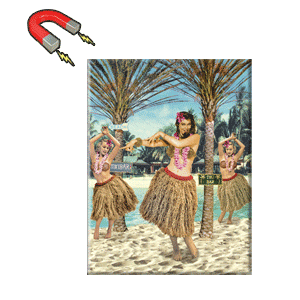 Magnet rectangulaire 9 x 6 HULA GIRL