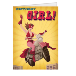 Carte postale dépliante - Birthday Girl on bike
