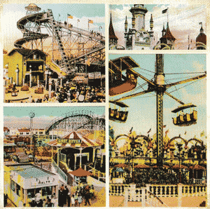 Carte postale série LUNA PARK01 - Montagne Russe - 14 x 14 cm