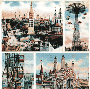 Carte postale série LUNA PARK04 - Au Luna Park - 14 x 14 cm