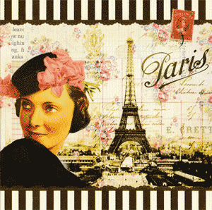 Carte postale série Paris Mode 04 - Romantique - 14 x 14 cm