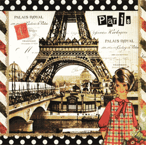 Carte postale série Paris Mode 07 - Souvenir de Paris - 14 x 14 cm
