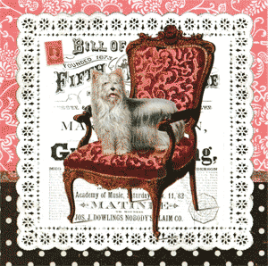 Carte postale série Sur un fauteuil 03 – MERLIN - 14 x 14 cm