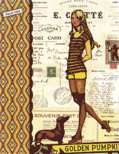 Carte postale série 70's mode - Claire - 10,5 x 14 cm