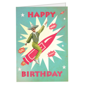 Carte postale dépliante ZAP n°02 - Happy Birthday MEXICAN ROCK - 12 x 17 cm avec enveloppe nacrée