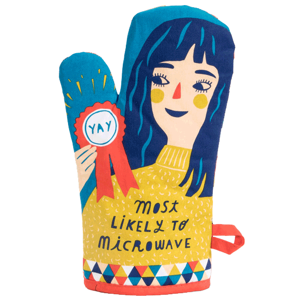 Manique 100% coton - Modèle MOST LIKELY TO MICROWAVE* - Blue Q