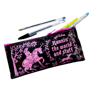 Trousse à crayons (ou autres trucs) - Modèle LICORNE "Running the World and stuff*" - Blue Q