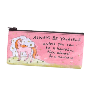 Trousse à crayons (ou autres trucs) - Modèle LICORNE ""Always be yourself, unless you can be a unicorn - Blue Q