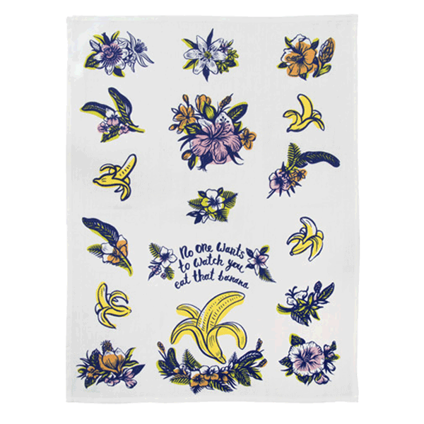 Torchon sérigraphié 100% coton - Modèle NO ONE WANTS TO WATCH YOU EAT THAT BANANA - Blue Q – Image 2