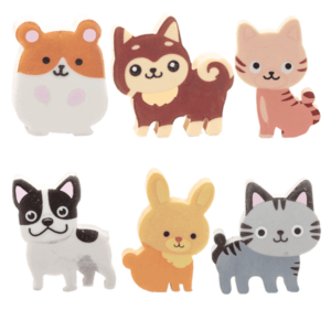 Lot de 6 Gommes PET SHOP les animaux les plus mignons