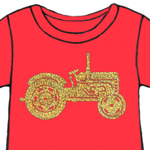Transfert pour T-Shirt rétro - Modèle Tracteur doré strass