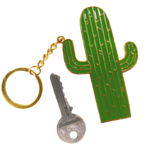 Grand porte-clés émaillé CACTUS - 8 x 5 cm