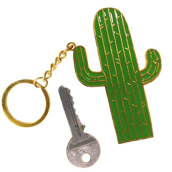 Grand porte-clés émaillé CACTUS - 8 x 5 cm