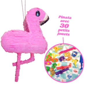Piñata FLAMANT ROSE GARNIE ! - Livrée avec 30 petits jouets assortis