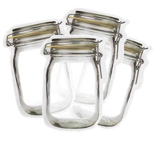 Petits sacs alimentaires réutilisables - Modèle Bocal - Lot de 4 - 15 cl - 15 x 10 cm