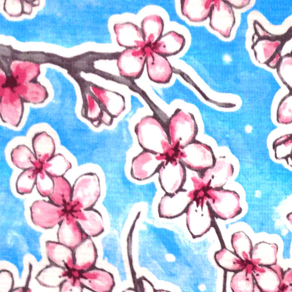 Toile cirée mexicaine largeur 120 cm FLEUR DE CERISIER Bleu clair - Le mètre 12€ – Image 3
