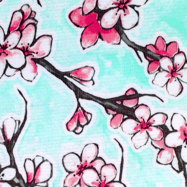 Toile cirée mexicaine largeur 120 cm FLEUR DE CERISIER Menthe - Le mètre 12€ – Image 3