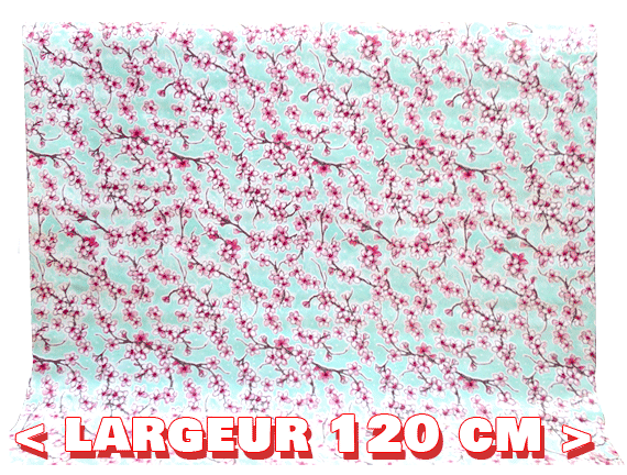Toile cirée mexicaine largeur 120 cm FLEUR DE CERISIER Menthe - Le mètre 12€ – Image 4