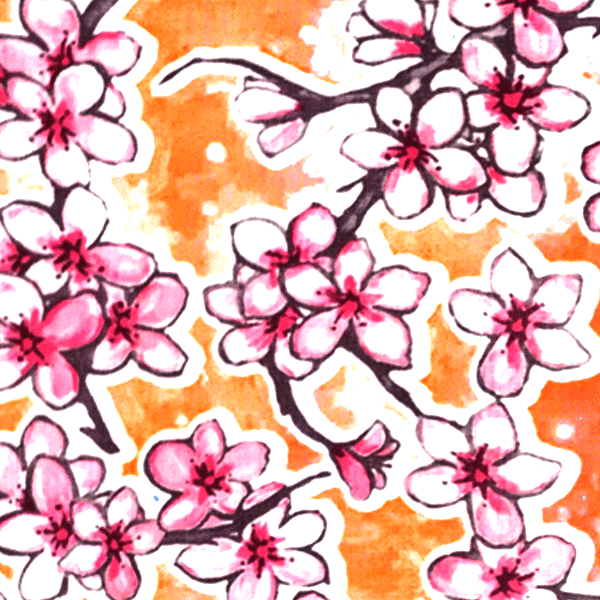 Toile cirée mexicaine largeur 120 cm FLEUR DE CERISIER Orange - Le mètre 12€ – Image 3
