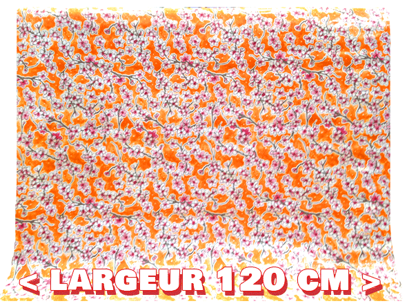 Toile cirée mexicaine largeur 120 cm FLEUR DE CERISIER Orange - Le mètre 12€ – Image 4