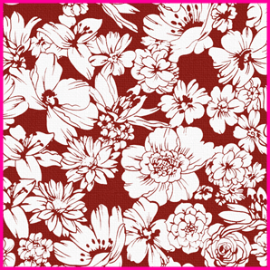 Toile cirée mexicaine largeur 120 cm FLORES SILVESTRES Bordeaux - Le mètre 12€