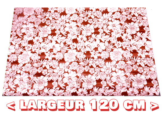 Toile cirée mexicaine largeur 120 cm FLORES SILVESTRES Bordeaux - Le mètre 12€ – Image 4