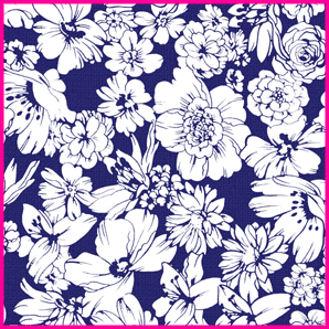 Toile cirée mexicaine largeur 120 cm FLORES SILVESTRES Bleu marine - Le mètre 12€