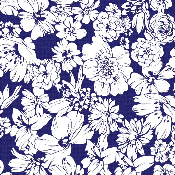Toile cirée mexicaine largeur 120 cm FLORES SILVESTRES Bleu marine - Le mètre 12€ – Image 2