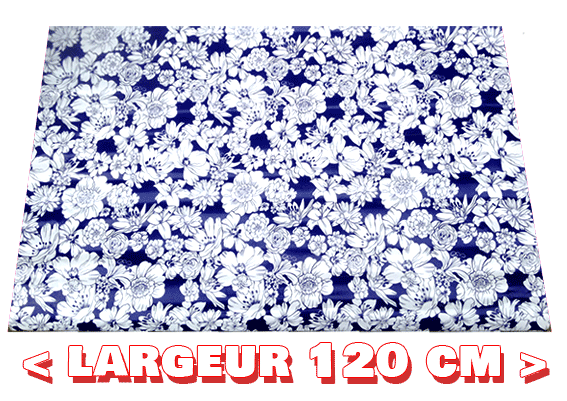 Toile cirée mexicaine largeur 120 cm FLORES SILVESTRES Bleu marine - Le mètre 12€ – Image 4