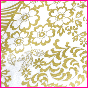 Toile cirée mexicaine largeur 120 cm PARAISO Or fond blanc - Le mètre 12€