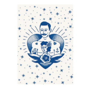 Affiche rétro Kitsch Kitchen - Tattoo MOUSTACHE MAN - 70 x 50 cm