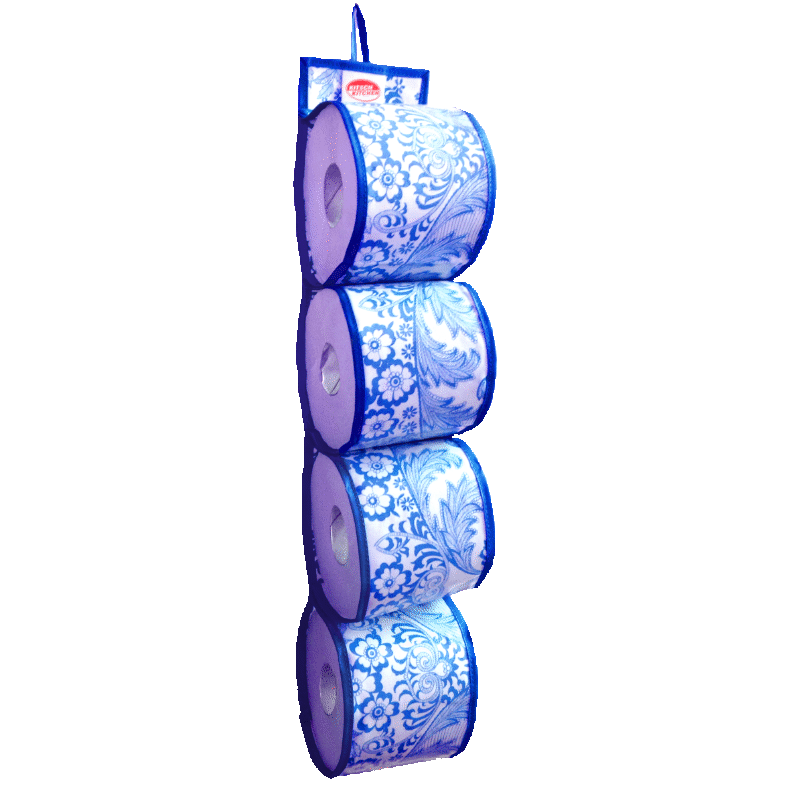 Rangement pour papier toilette en toile cirée - BLEU