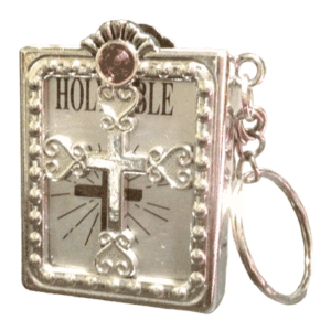 Micro-bible porte-clés en anglais - Modèle ARGENT