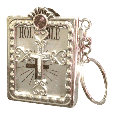 Micro-bible porte-clés en anglais - Modèle ARGENT
