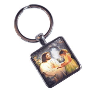 Porte-clé métal Jésus et l'enfant